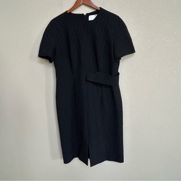 BOSS Hugo Boss Women’s Black Pinstripe Sheath Dress 12 Workwear Business - Picture 1 of 8